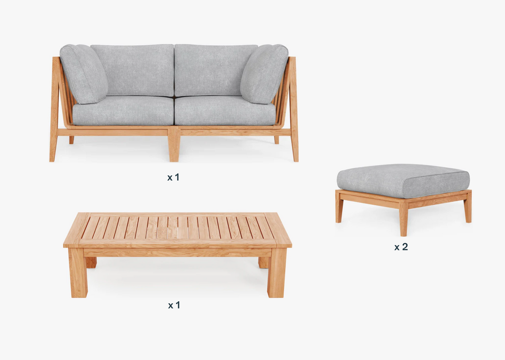 Ensemble de retraite extérieure en teck