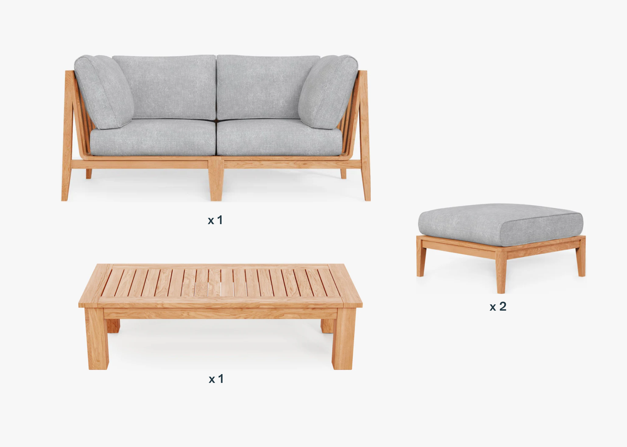 Ensemble de retraite extérieure en teck