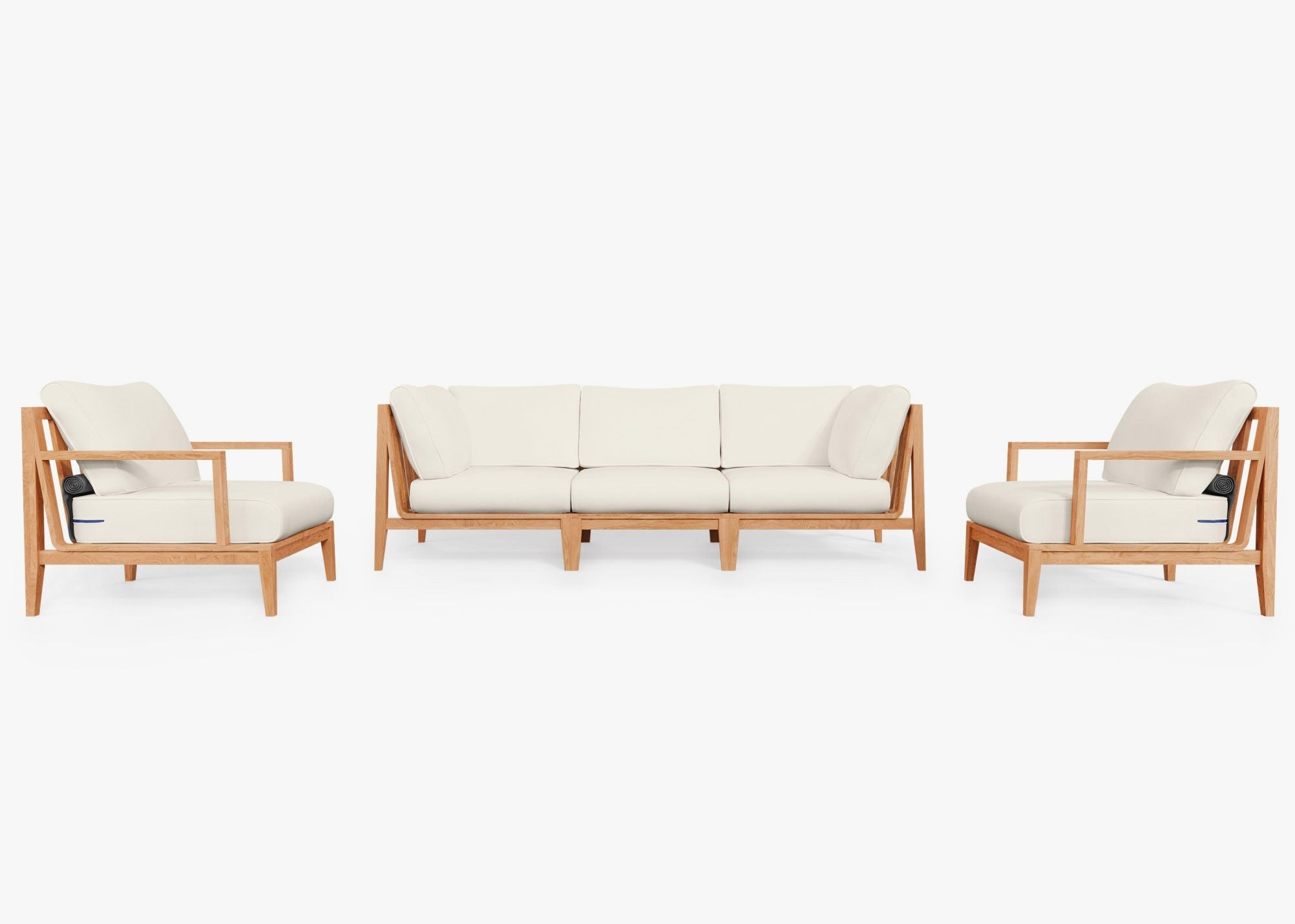 Canapé d'extérieur en teck avec fauteuils - 5 places