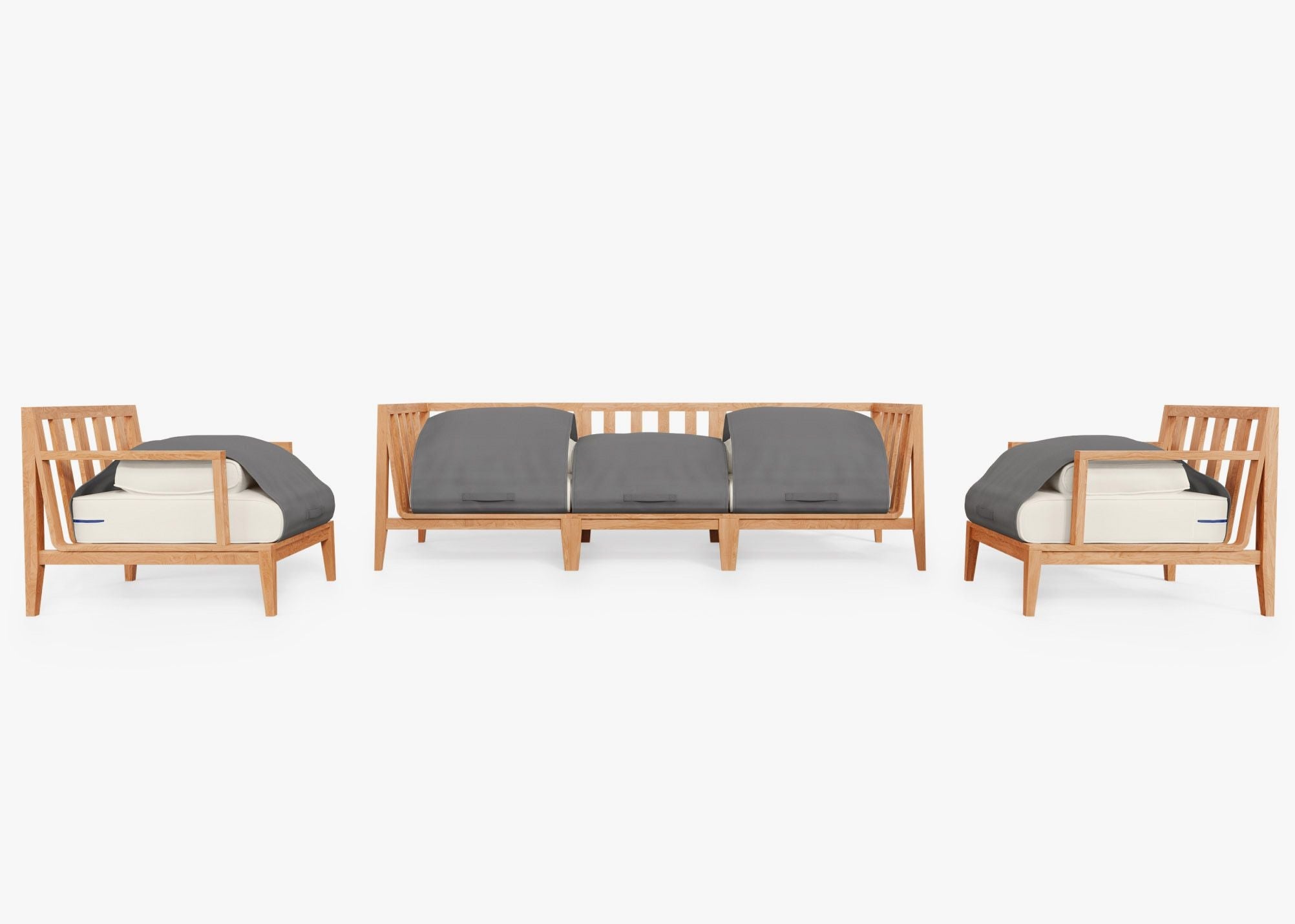 Canapé d'extérieur en teck avec fauteuils - 5 places