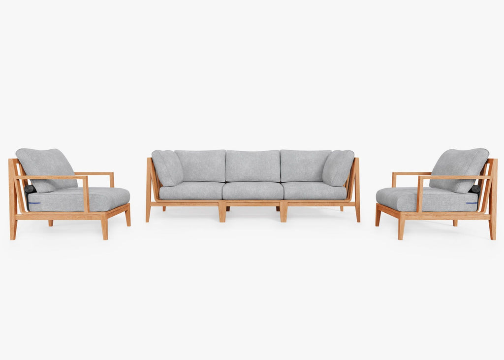 Canapé d'extérieur en teck avec fauteuils - 5 places