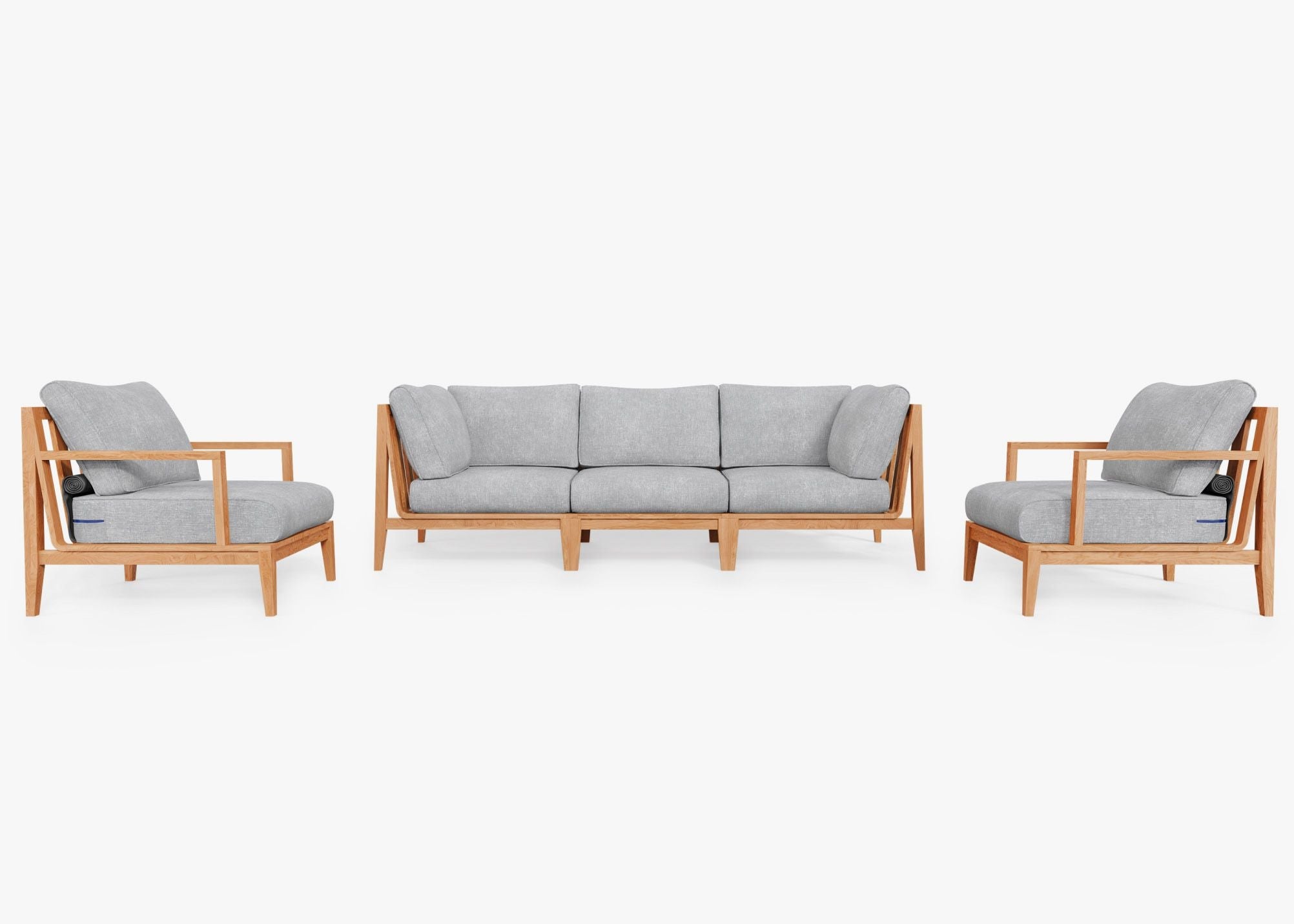 Canapé d'extérieur en teck avec fauteuils - 5 places