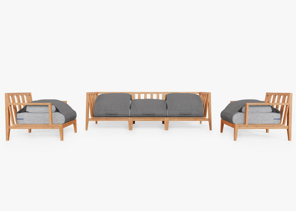 Canapé d'extérieur en teck avec fauteuils - 5 places