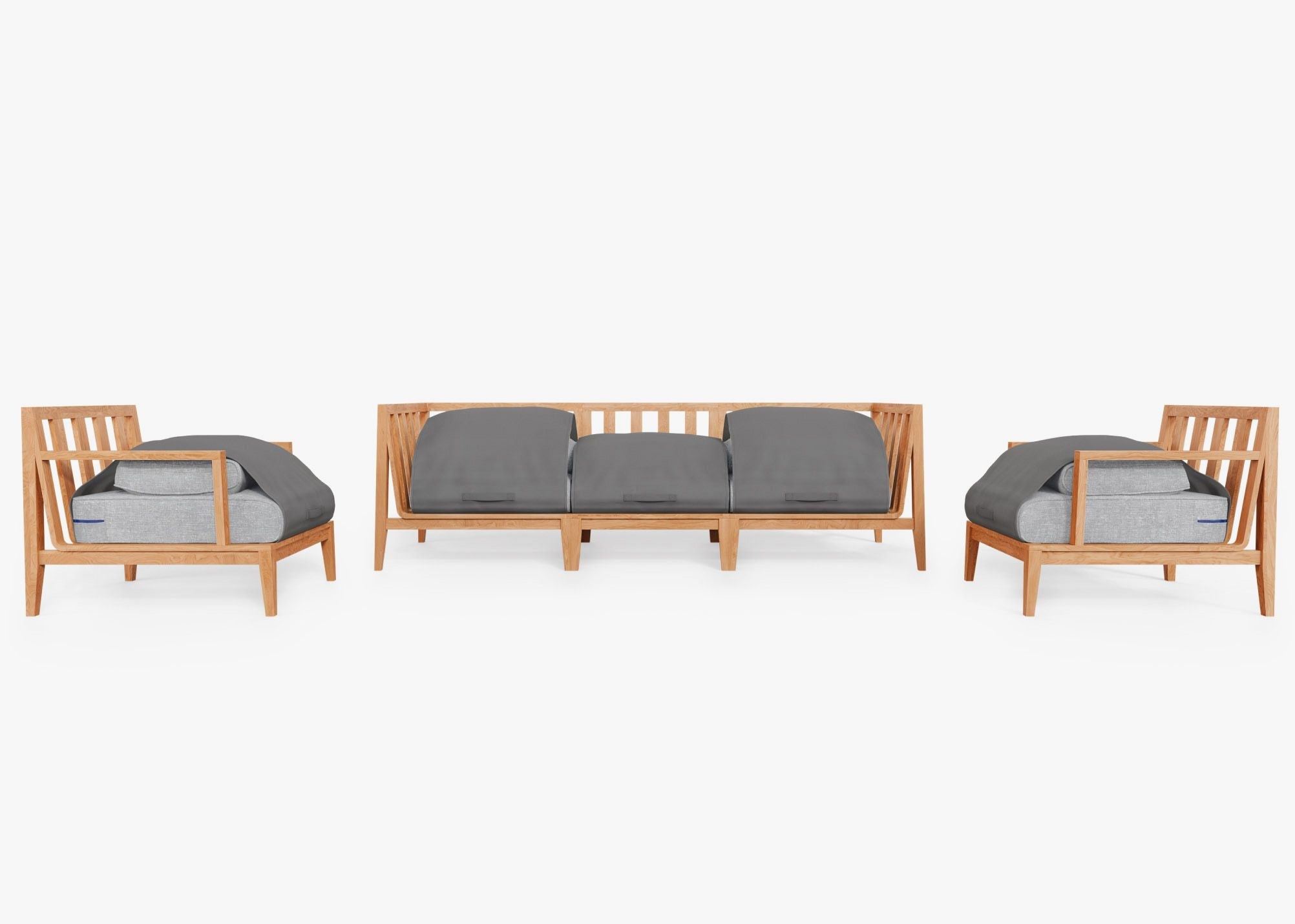 Canapé d'extérieur en teck avec fauteuils - 5 places