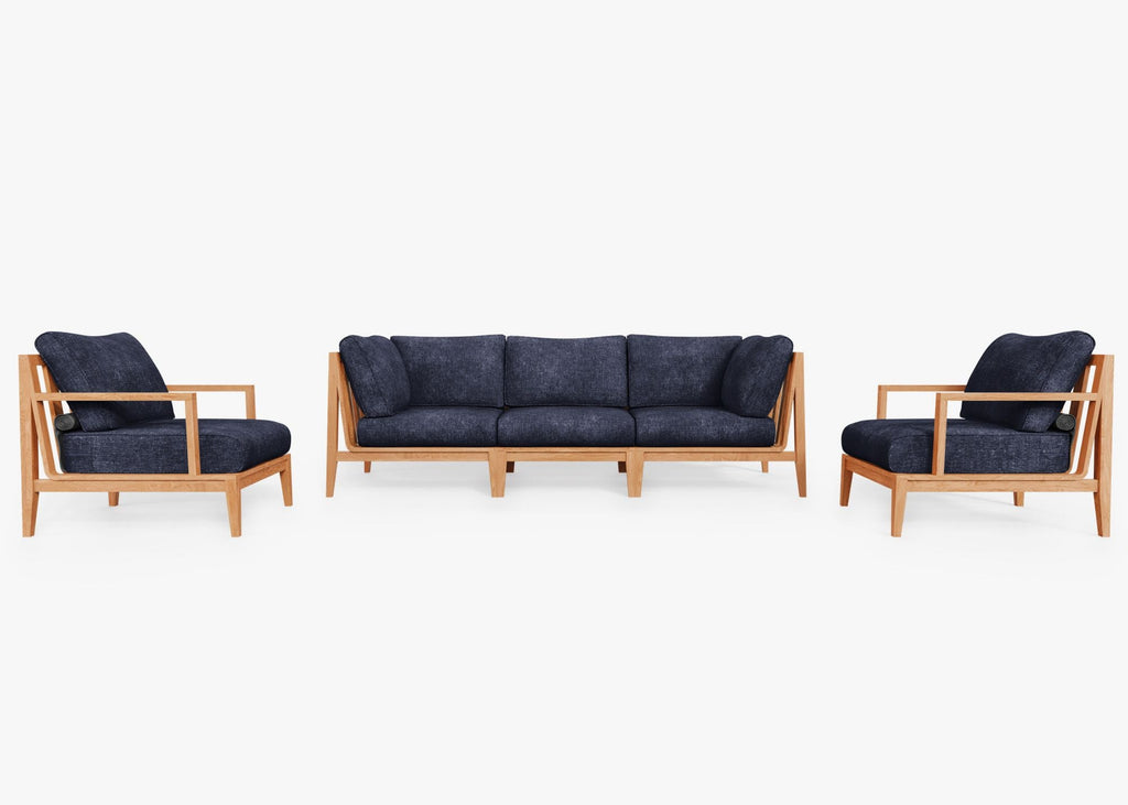 Canapé d'extérieur en teck avec fauteuils - 5 places