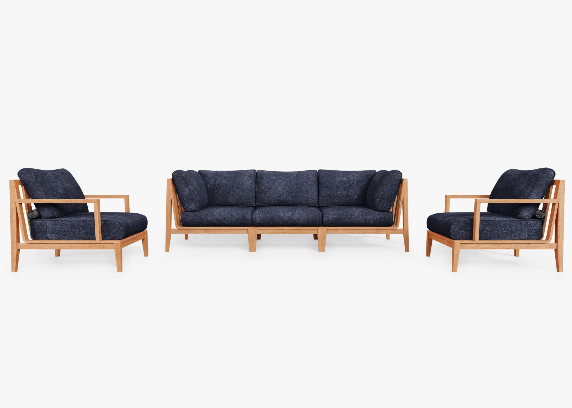 Canapé d'extérieur en teck avec fauteuils - 5 places