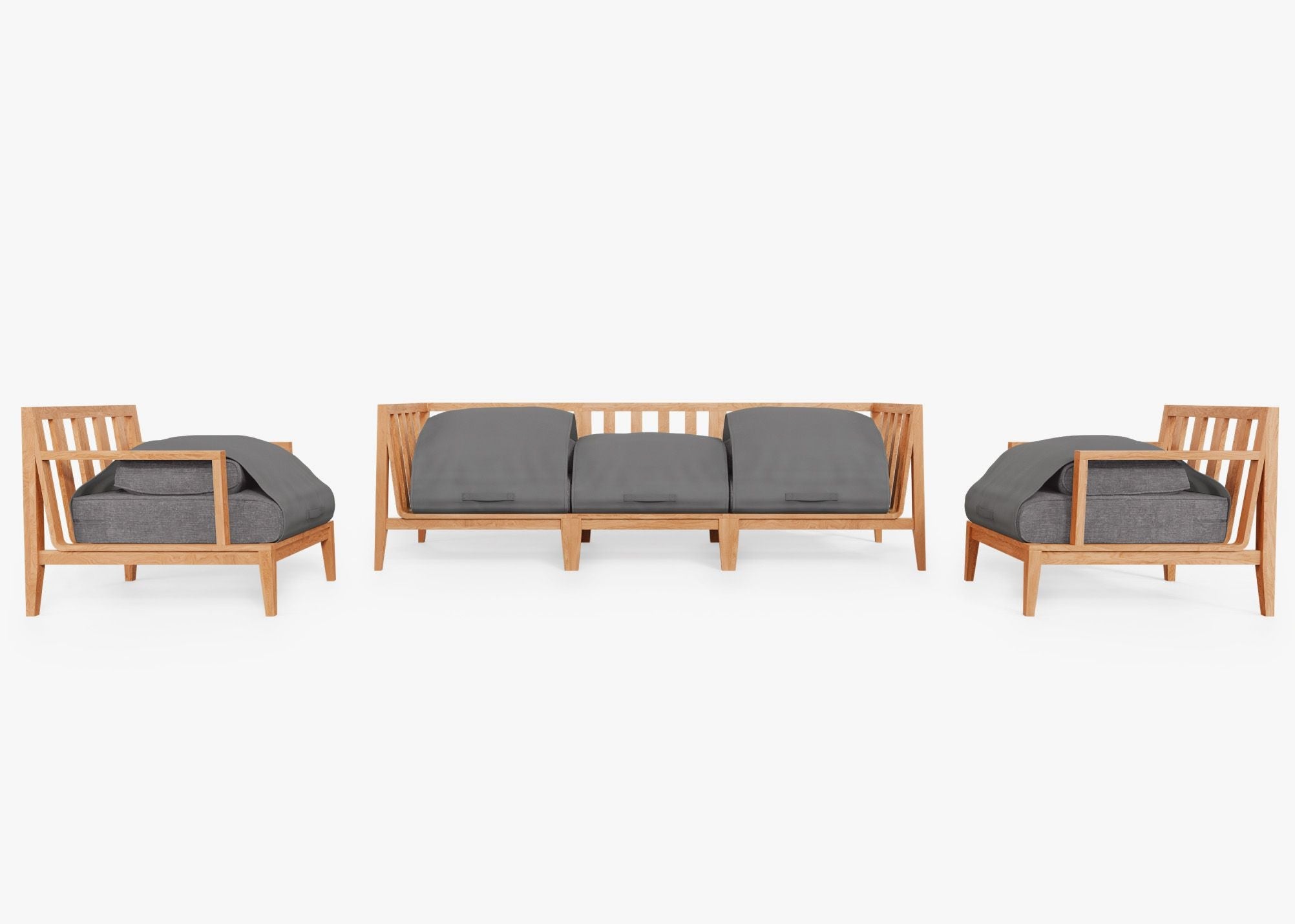 Canapé d'extérieur en teck avec fauteuils - 5 places