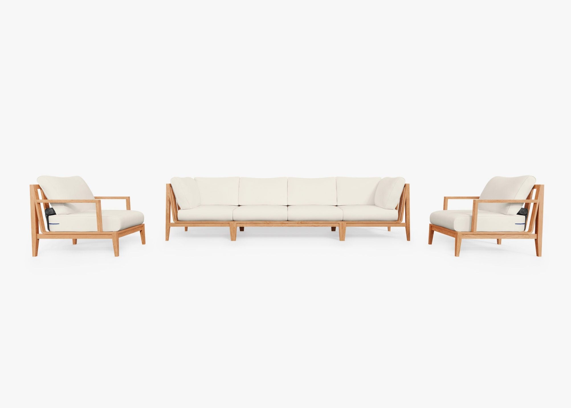 Canapé d'extérieur en teck avec fauteuils - 6 places