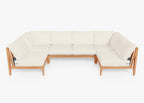 Canapé d'angle d'extérieur en teck en forme de U - 6 places