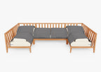 Canapé d'angle d'extérieur en teck en forme de U - 6 places