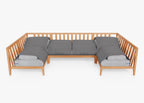Canapé d'angle d'extérieur en teck en forme de U - 6 places