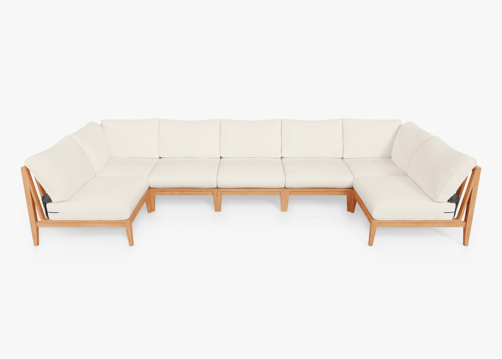 Canapé d'angle d'extérieur en teck en forme de U - 7 places