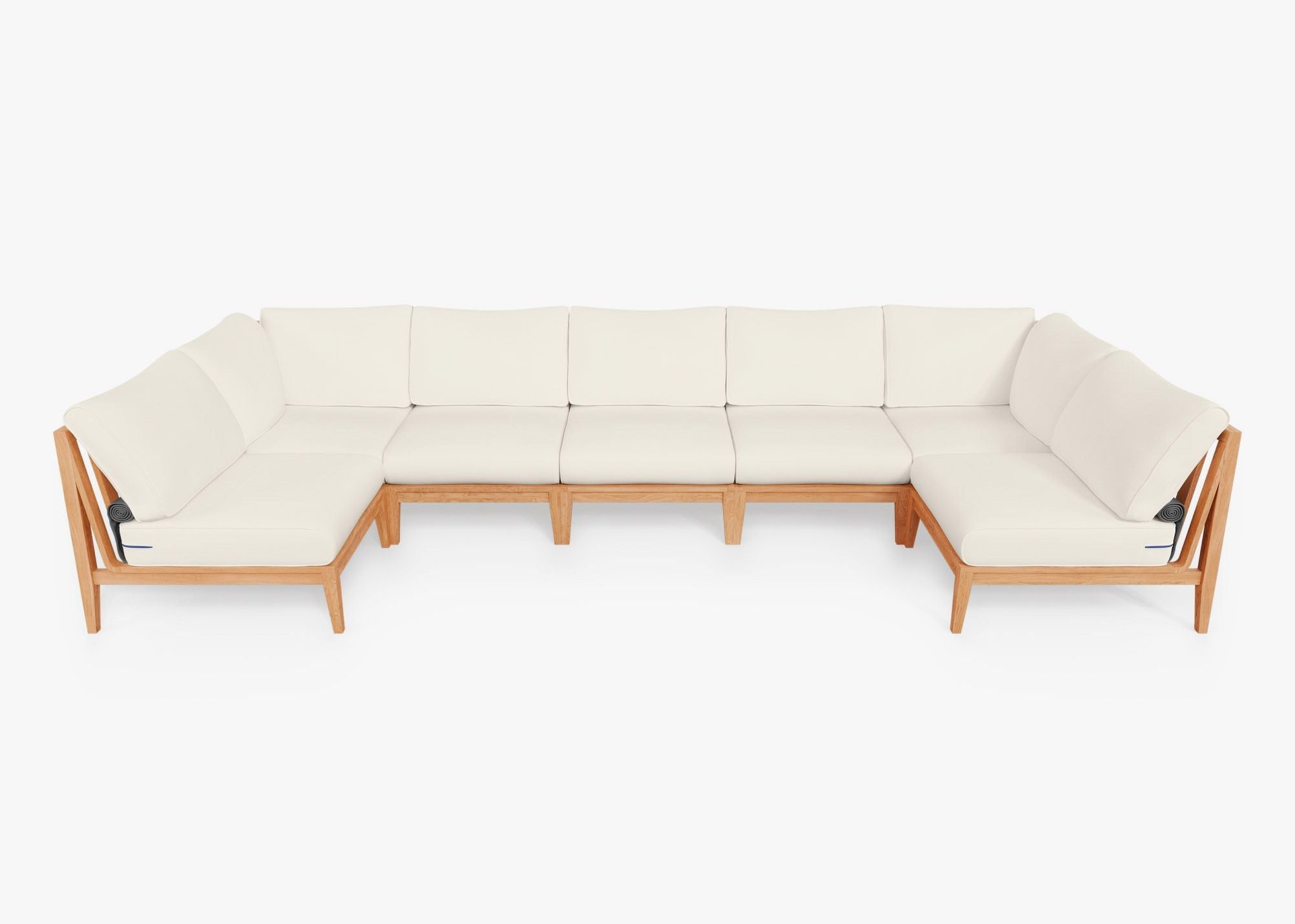 Canapé d'angle d'extérieur en teck en forme de U - 7 places