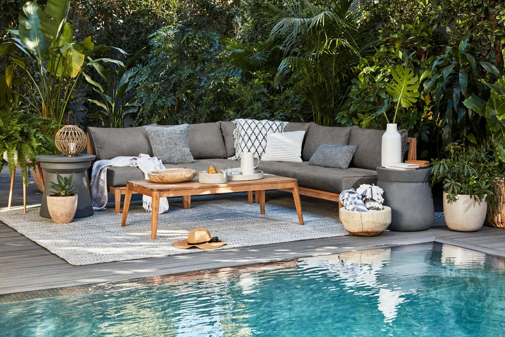 Fauteuil d'angle d'extérieur en teck - Gauche