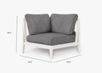 Chaise d'angle d'extérieur en aluminium blanc - Droite