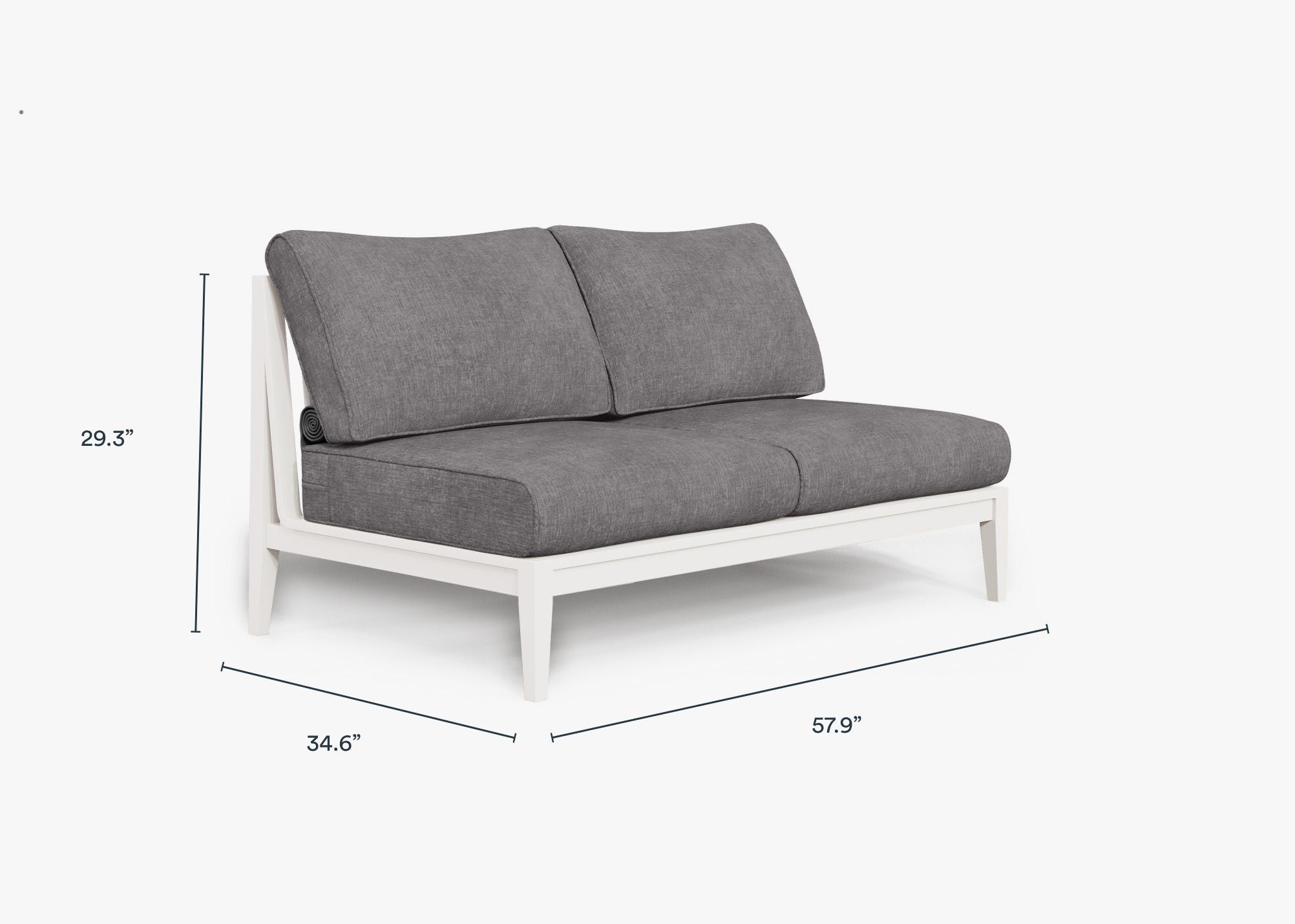 Canapé deux places d'extérieur sans accoudoirs en aluminium blanc