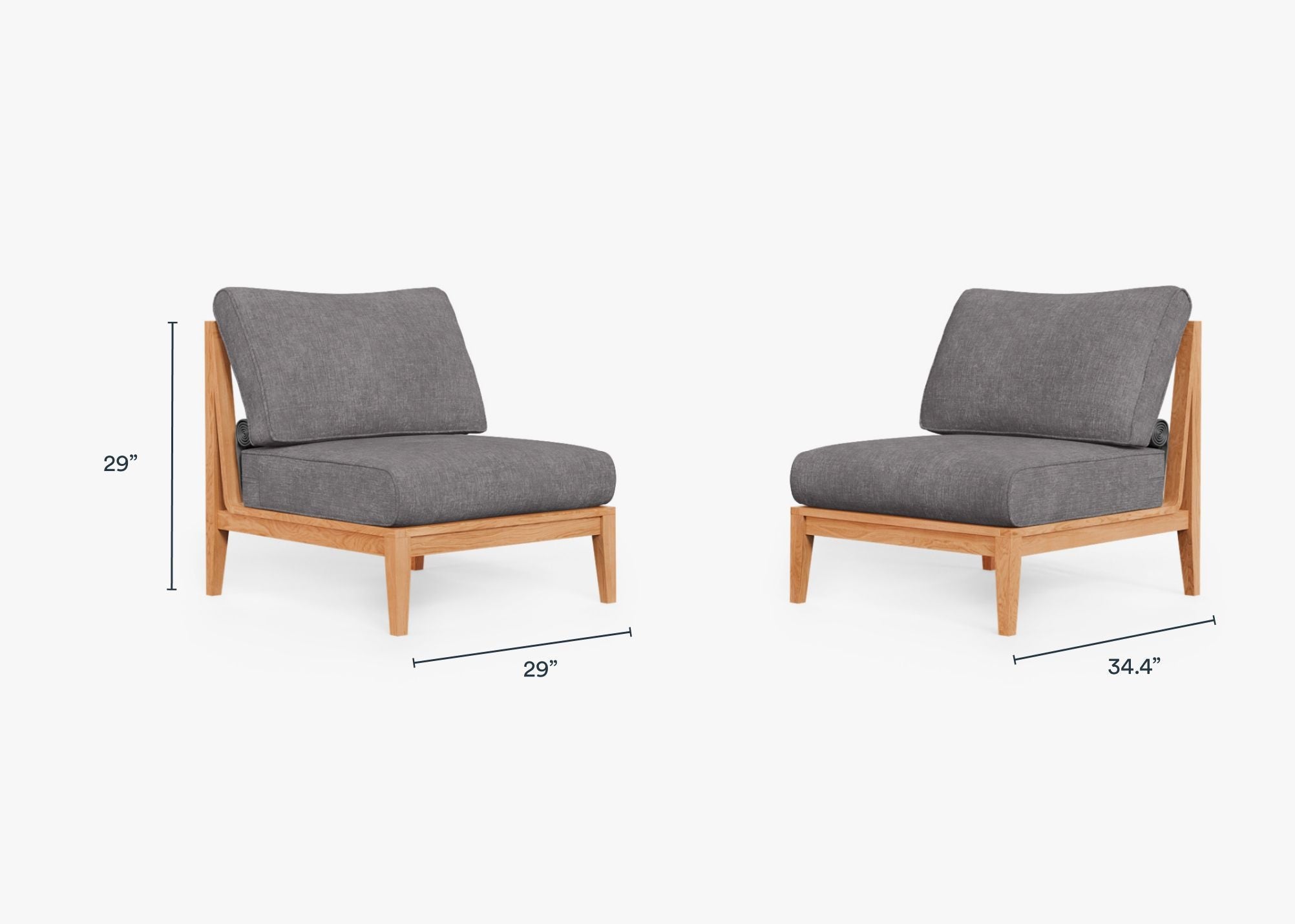 Ensemble de conversation de chaises de jardin sans accoudoirs en teck