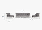Canapé d'extérieur en aluminium blanc avec fauteuils sans accoudoirs - 5 places