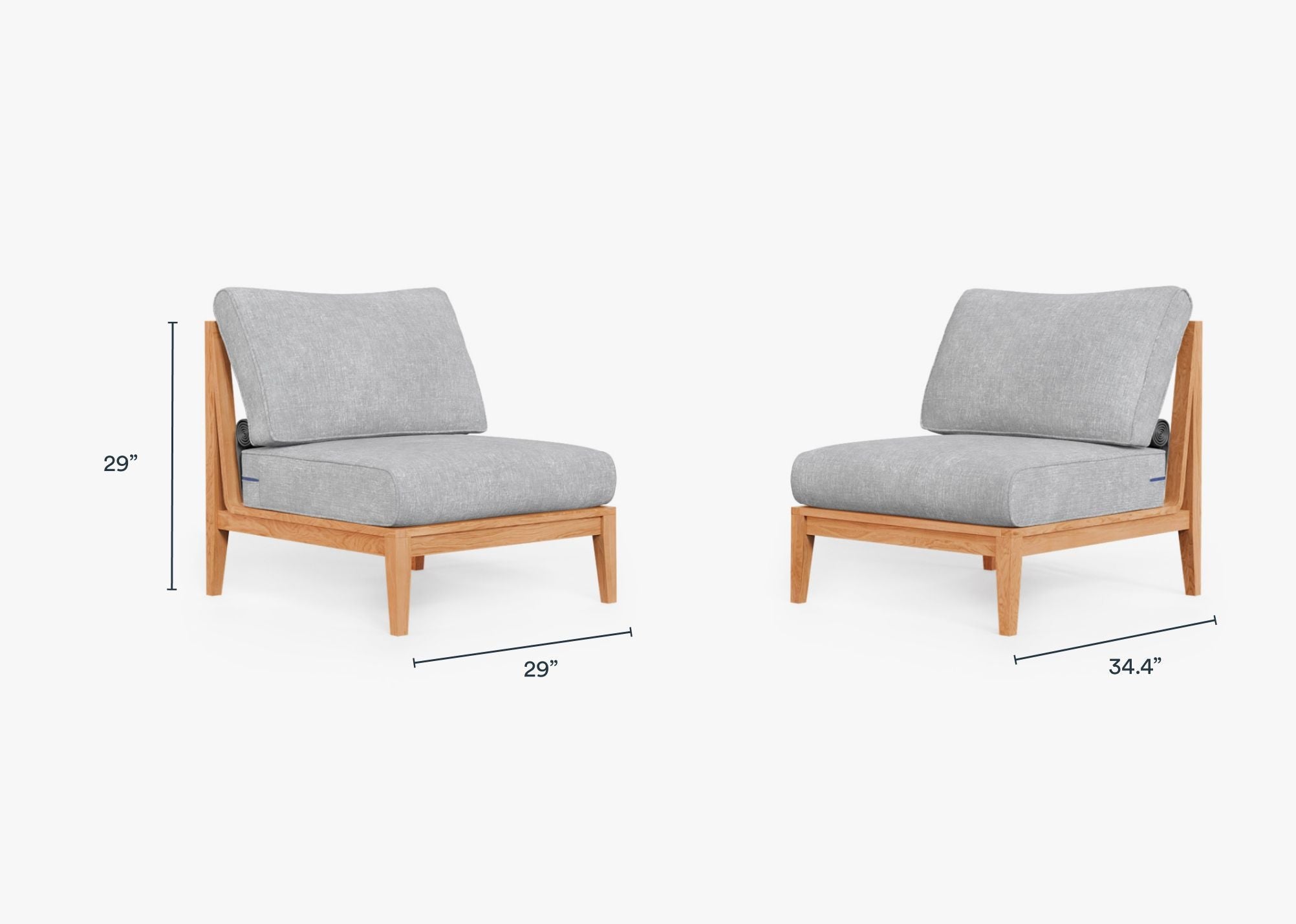 Ensemble de conversation de chaises de jardin sans accoudoirs en teck