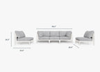 Canapé d'extérieur en aluminium blanc avec fauteuils sans accoudoirs - 5 places