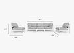 Canapé d'extérieur en aluminium blanc avec fauteuils - 5 places