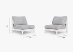 Ensemble de conversation de chaises de jardin sans accoudoirs en aluminium blanc