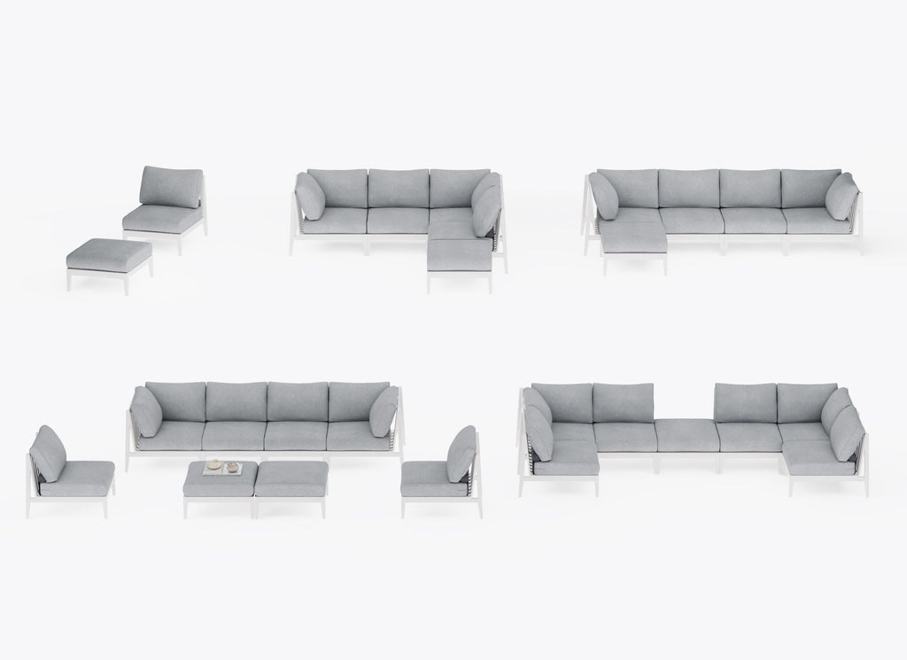 Pouf multifonctionnel d'extérieur en aluminium blanc