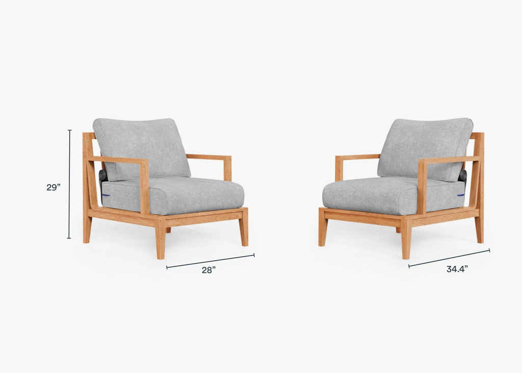 Ensemble de conversation avec fauteuil d'extérieur en teck