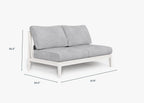 Canapé deux places d'extérieur sans accoudoirs en aluminium blanc