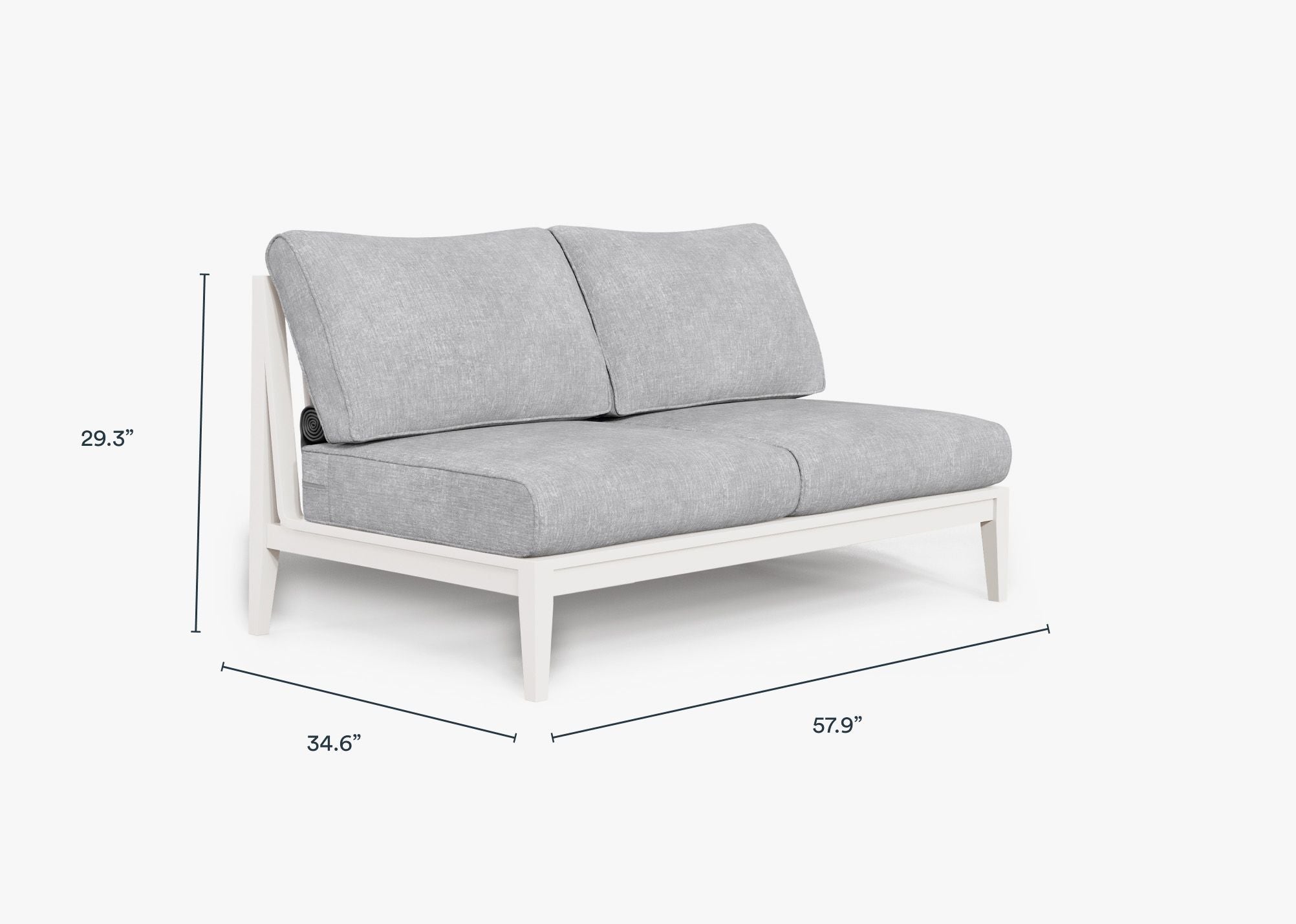 Canapé deux places d'extérieur sans accoudoirs en aluminium blanc