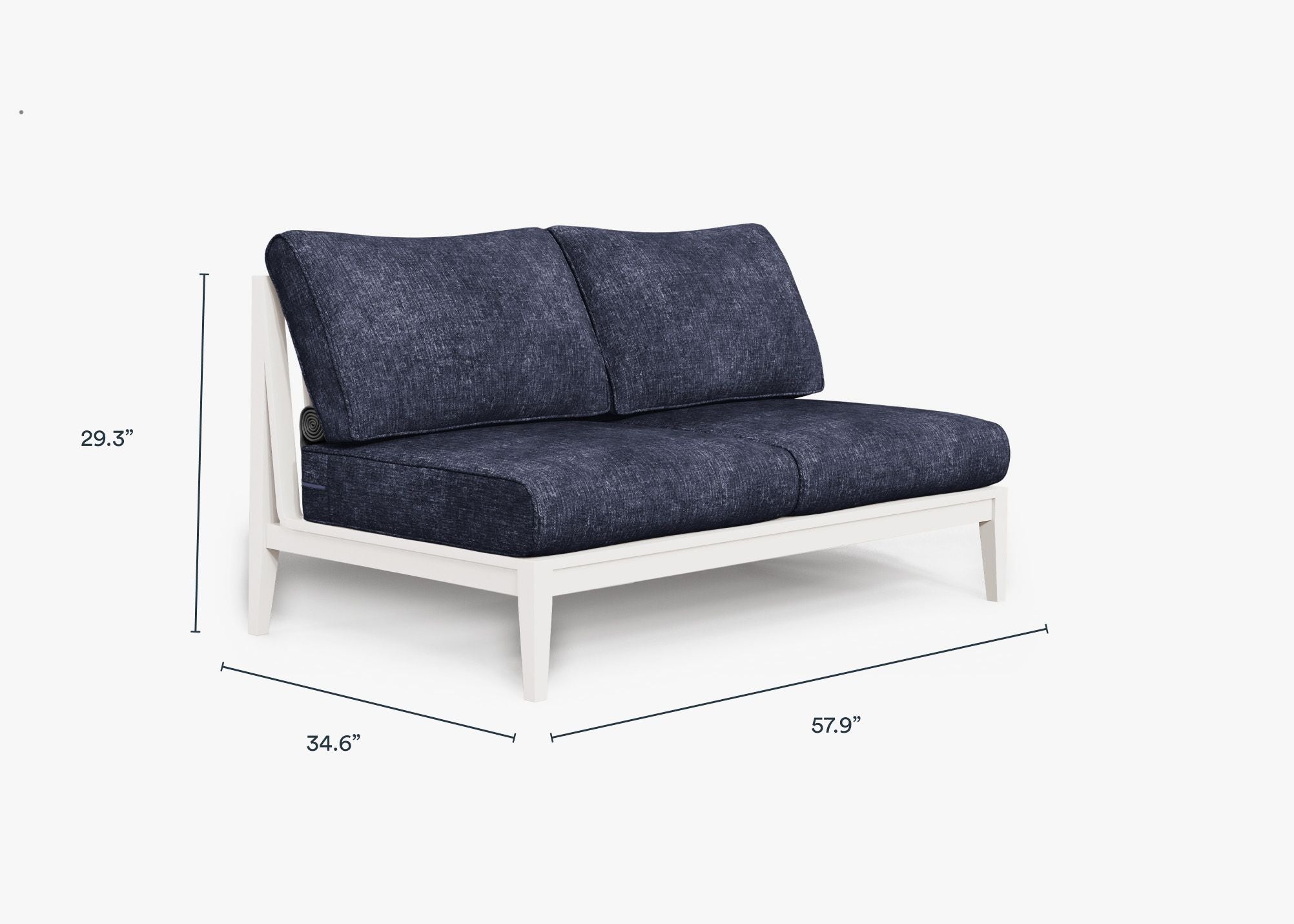 Canapé deux places d'extérieur sans accoudoirs en aluminium blanc