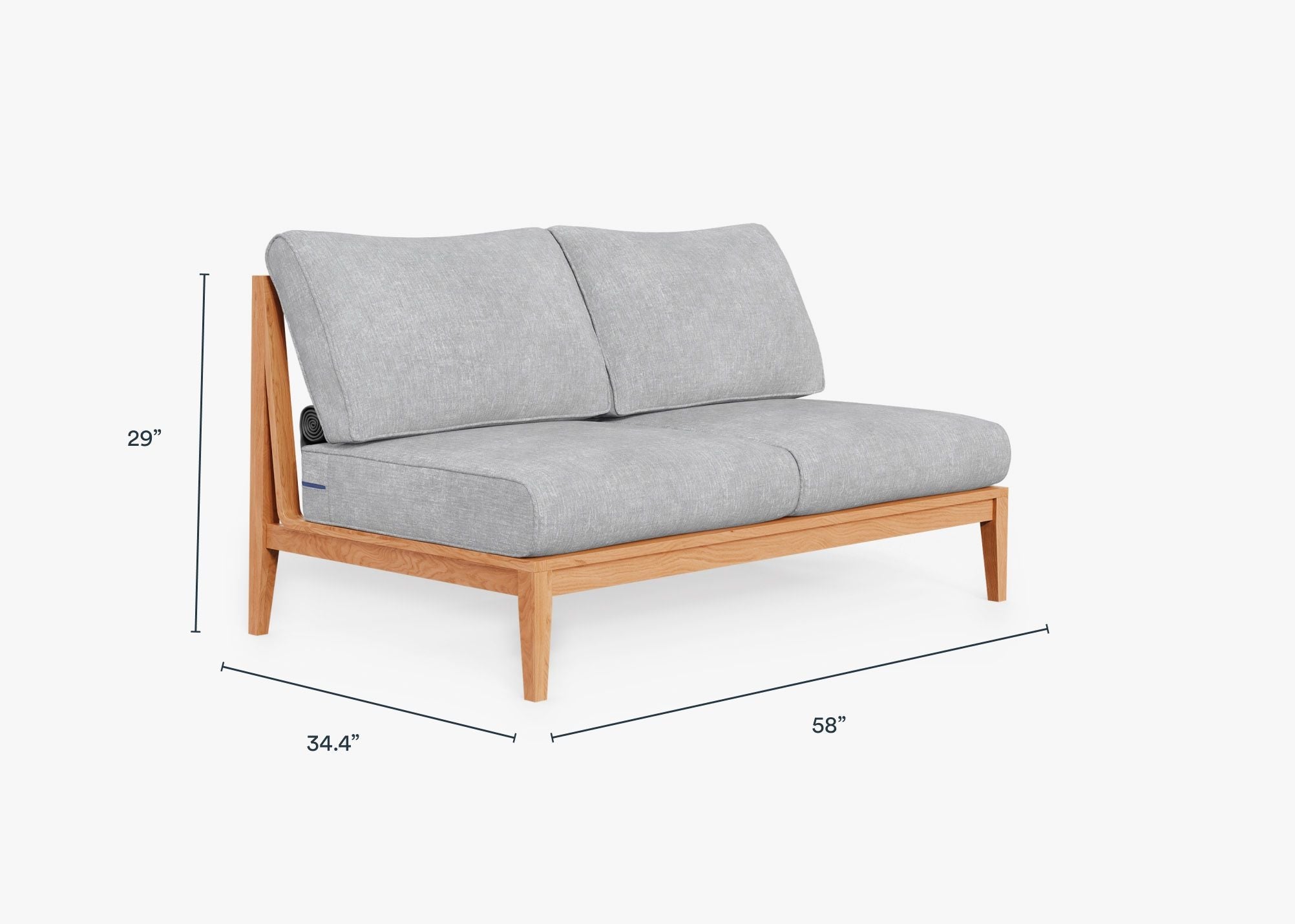 Canapé deux places d'extérieur sans accoudoirs en teck