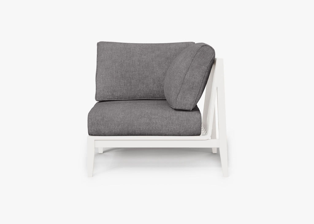 Chaise d'angle d'extérieur en aluminium blanc - Gauche