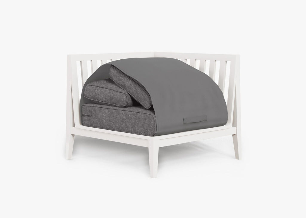 Chaise d'angle d'extérieur en aluminium blanc - Gauche