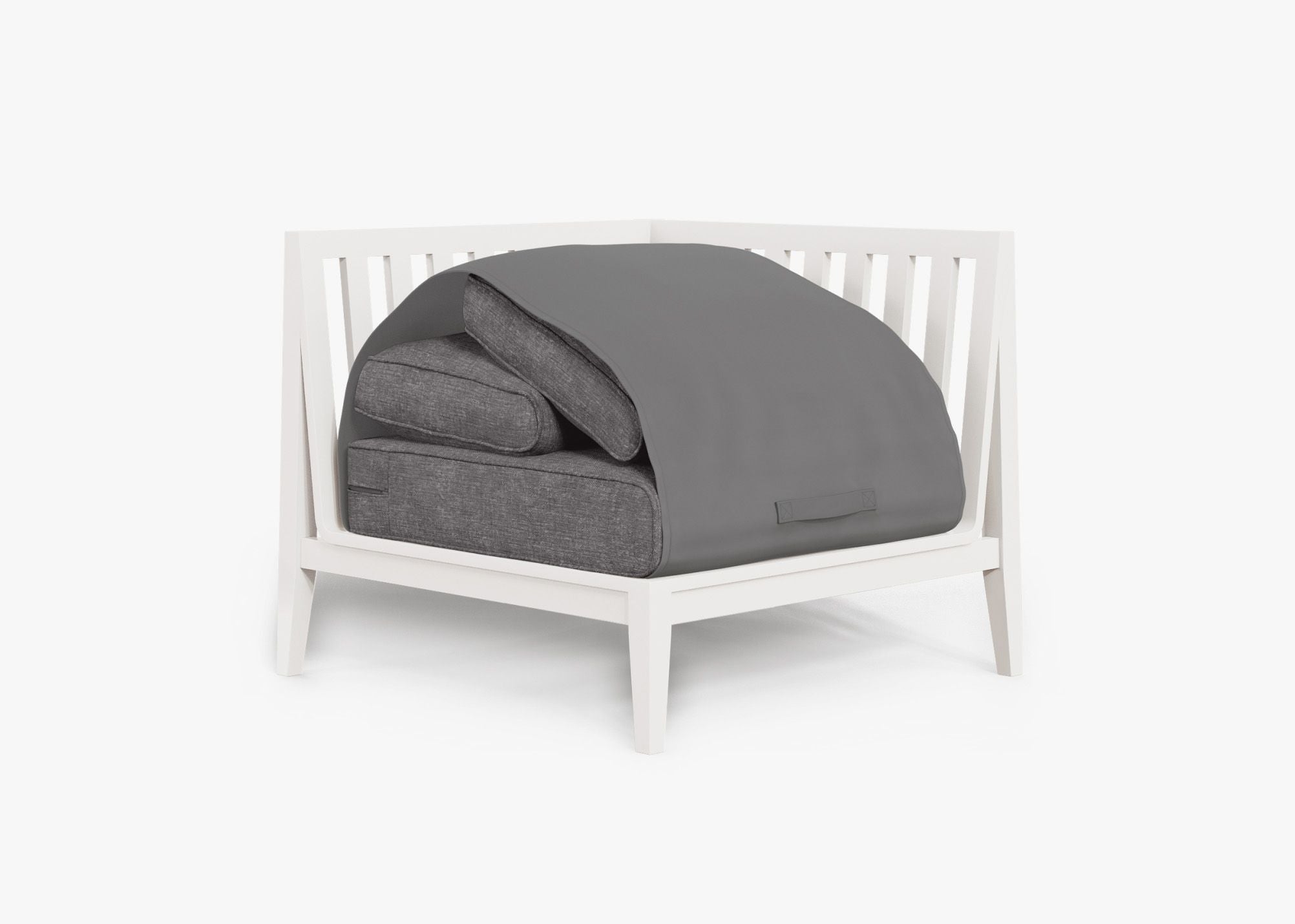 Chaise d'angle d'extérieur en aluminium blanc - Gauche