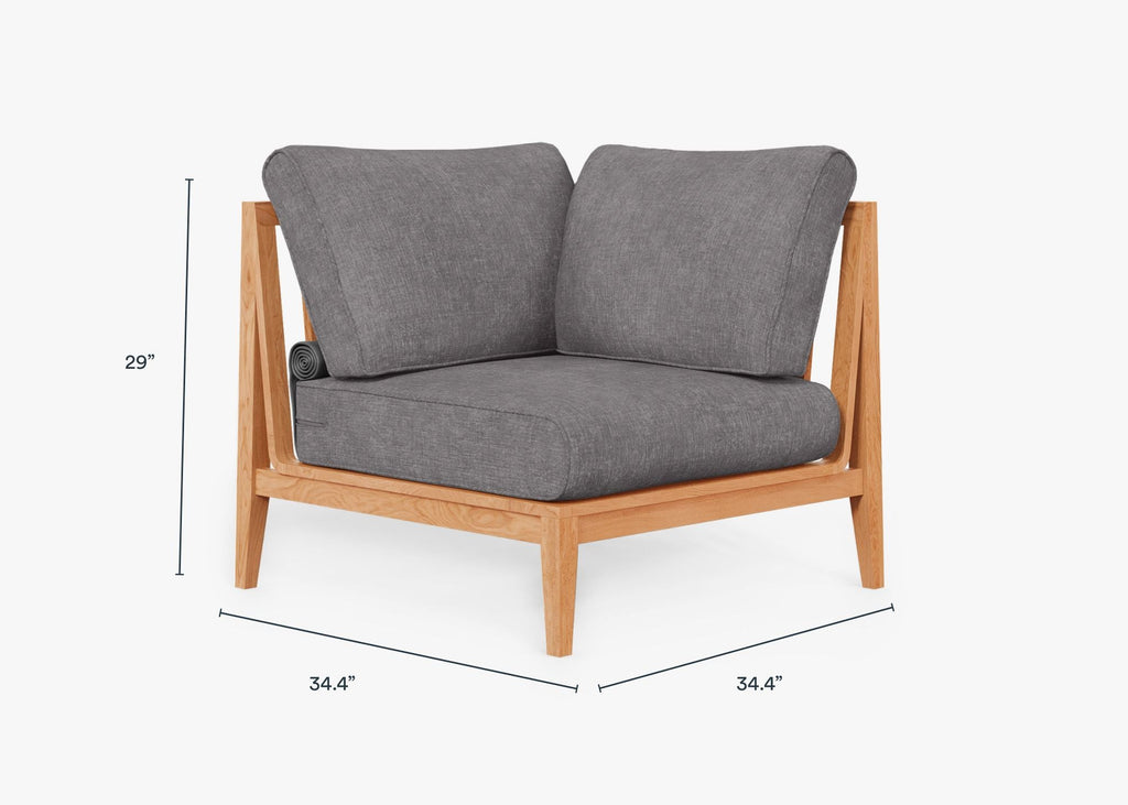 Fauteuil d'angle d'extérieur en teck - Gauche
