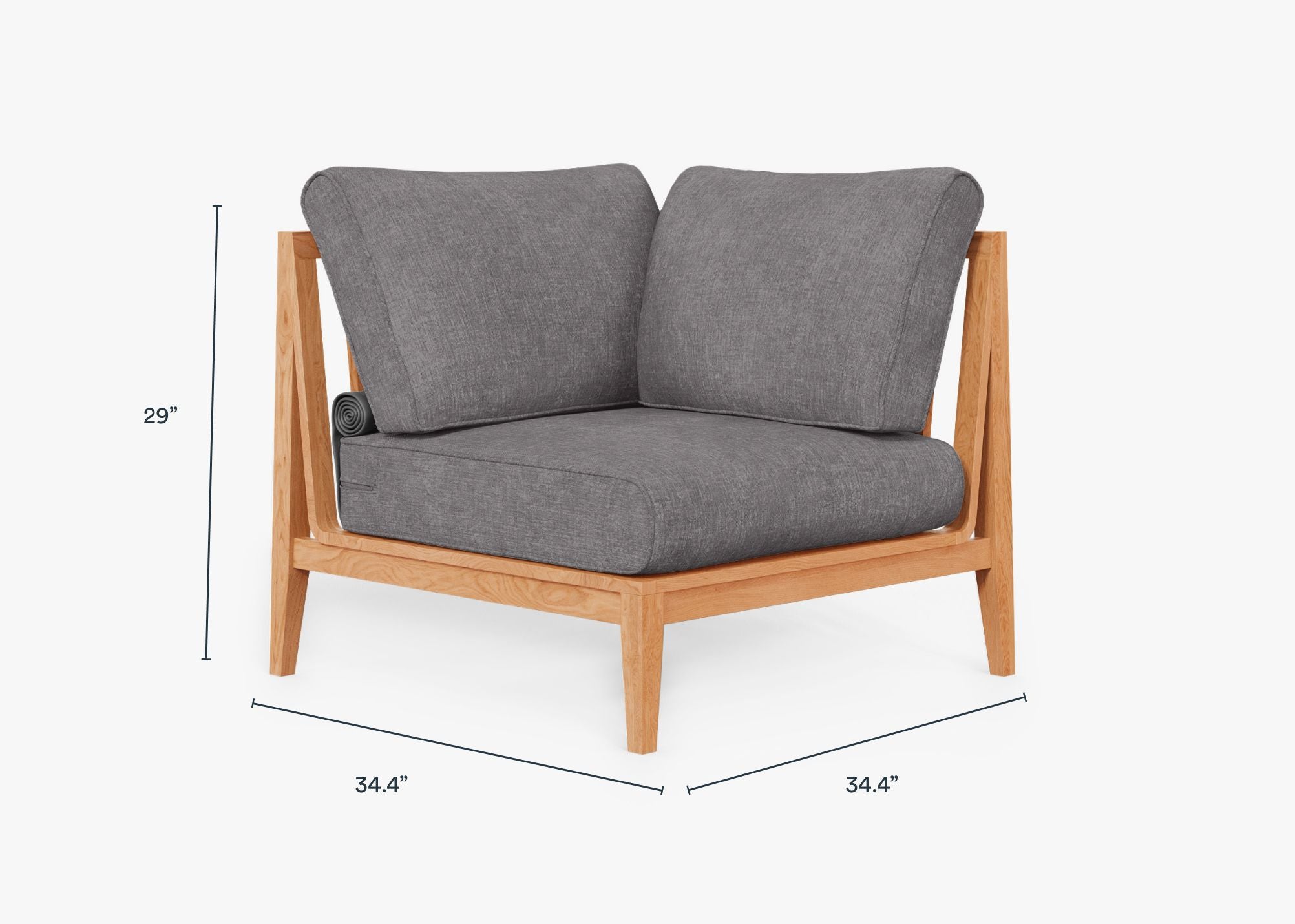 Fauteuil d'angle d'extérieur en teck - Gauche