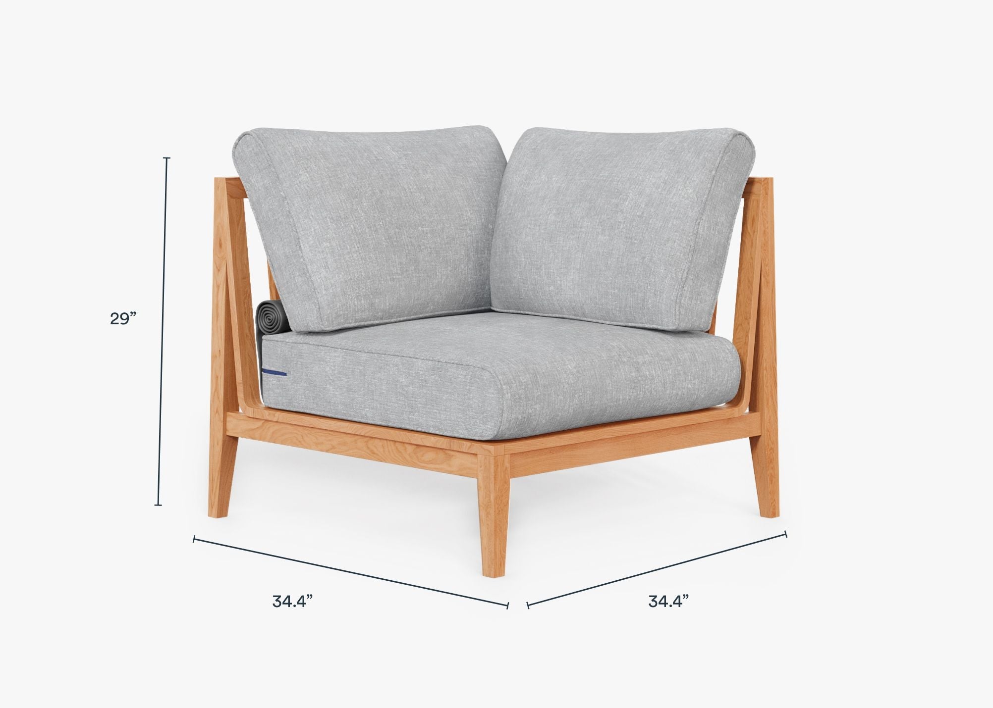 Fauteuil d'angle d'extérieur en teck - Gauche