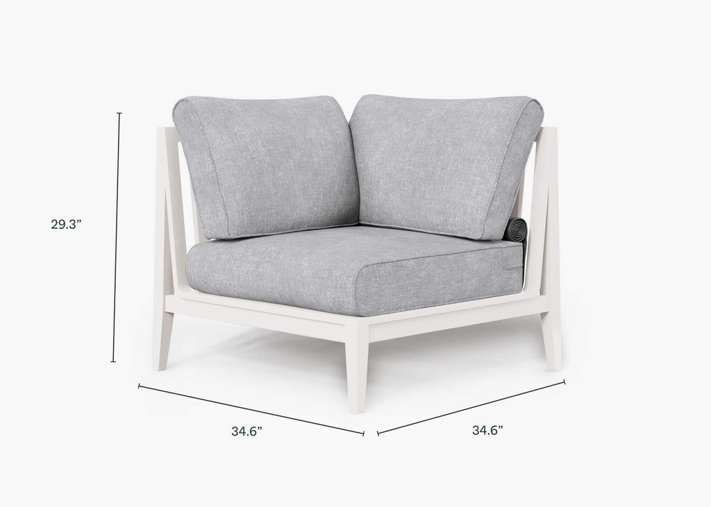 Chaise d'angle d'extérieur en aluminium blanc - Droite