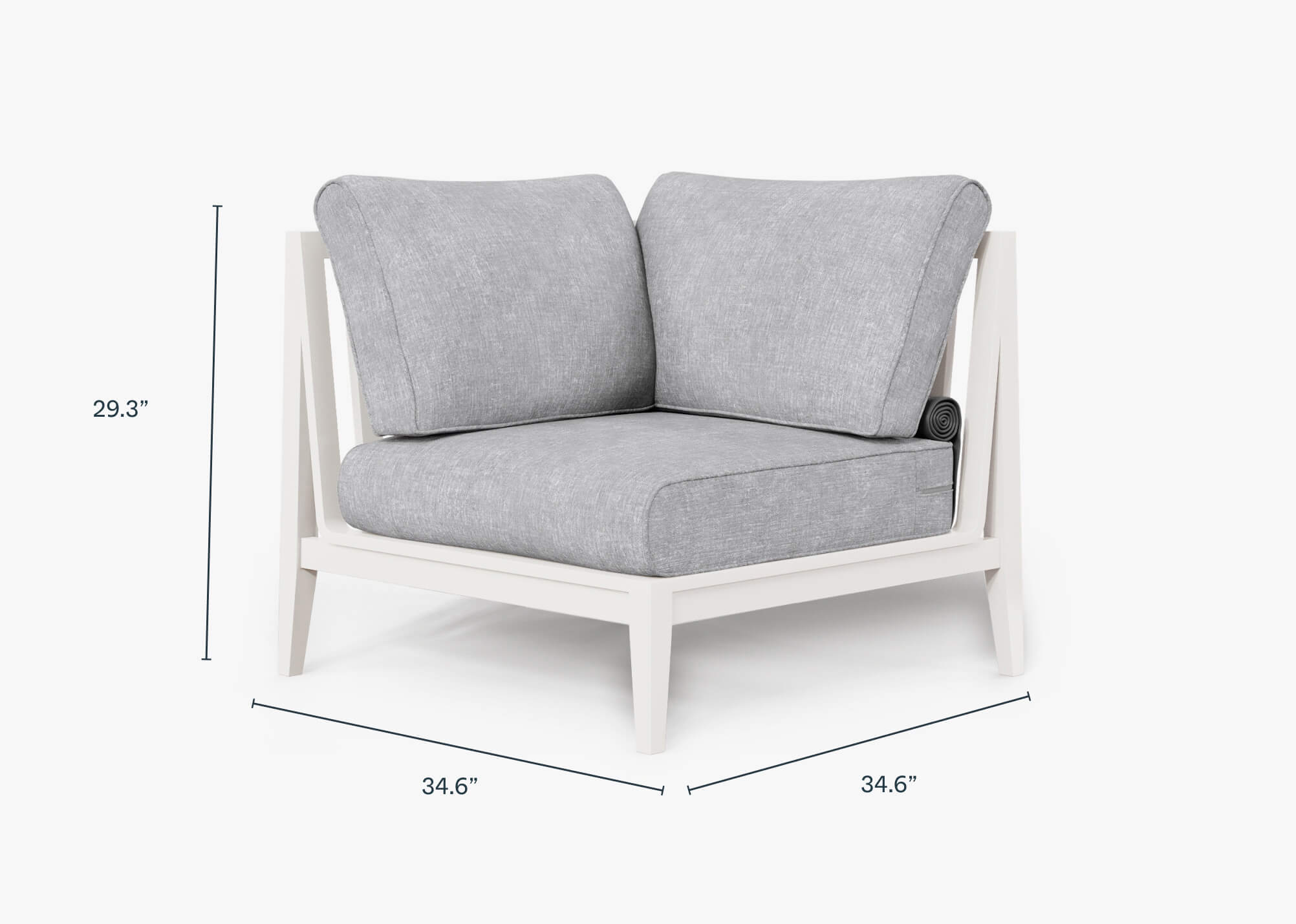 Chaise d'angle d'extérieur en aluminium blanc - Droite