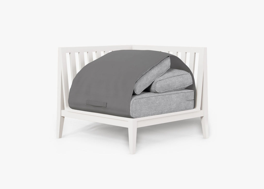 Chaise d'angle d'extérieur en aluminium blanc - Droite