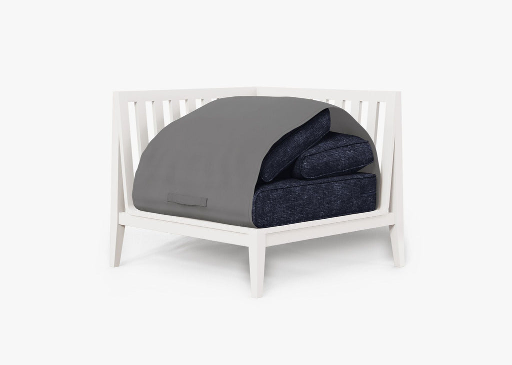 Chaise d'angle d'extérieur en aluminium blanc - Droite