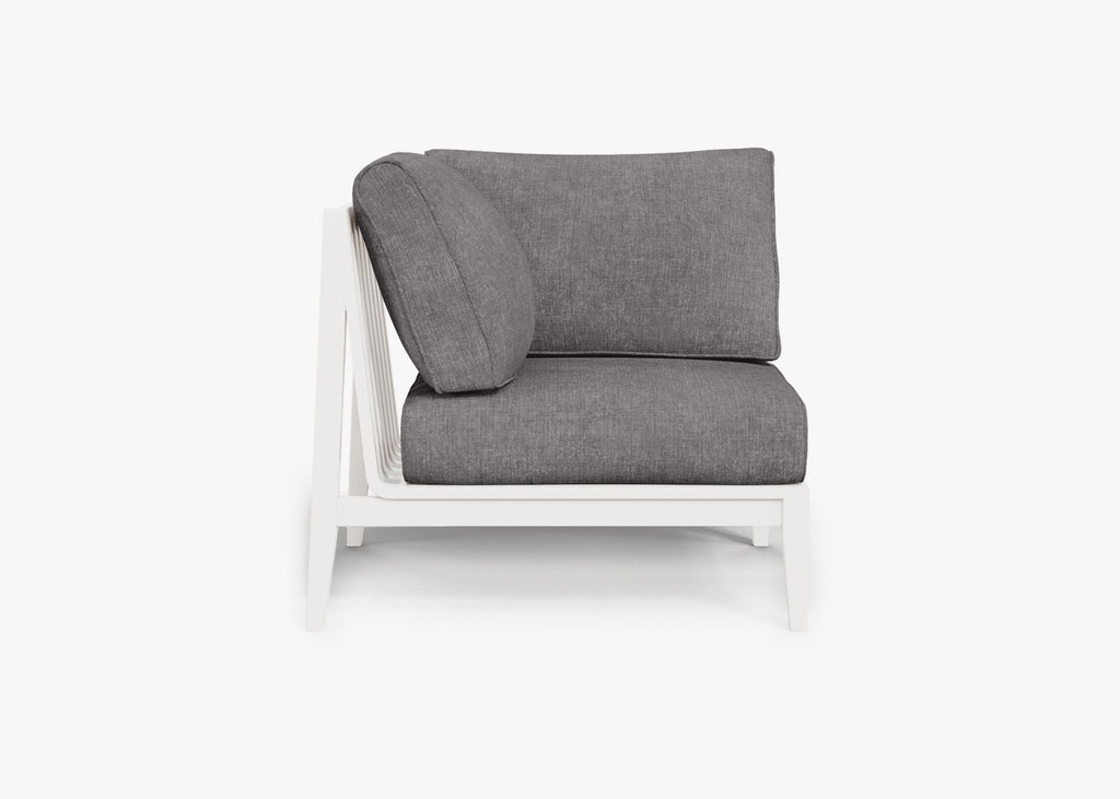 Chaise d'angle d'extérieur en aluminium blanc - Droite