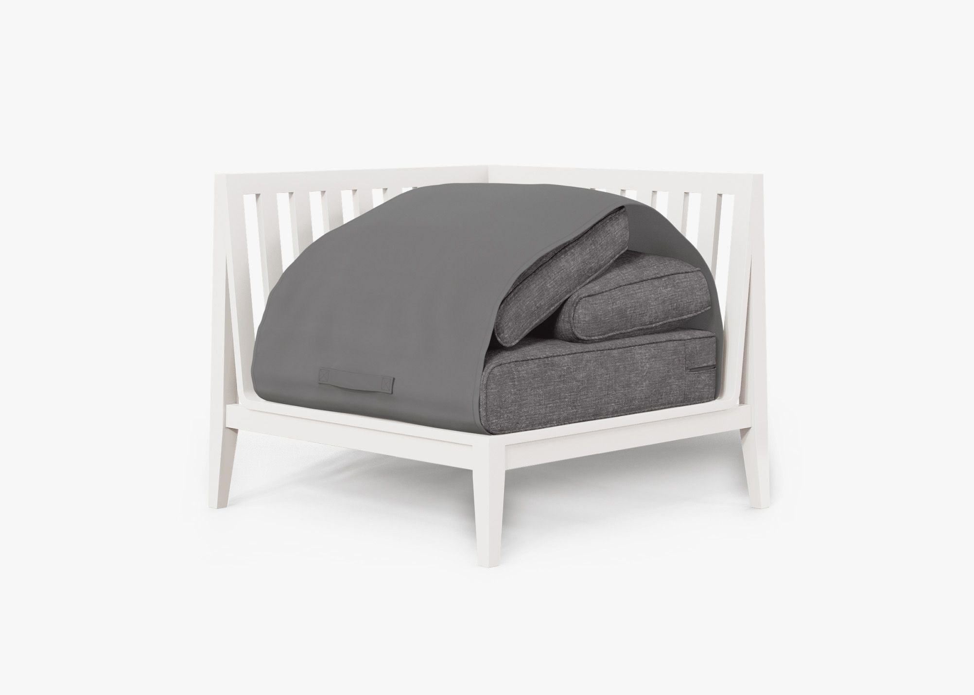 Chaise d'angle d'extérieur en aluminium blanc - Droite