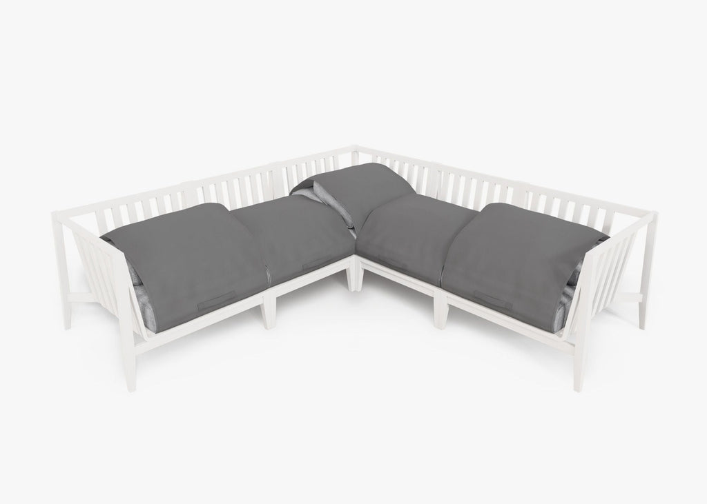 Canapé d'angle d'extérieur en aluminium blanc - 5 places