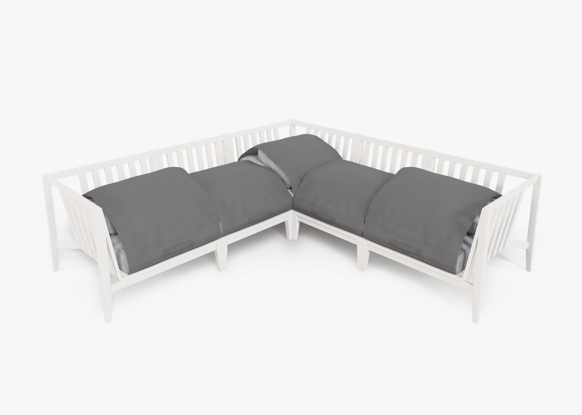 Canapé d'angle d'extérieur en aluminium blanc - 5 places