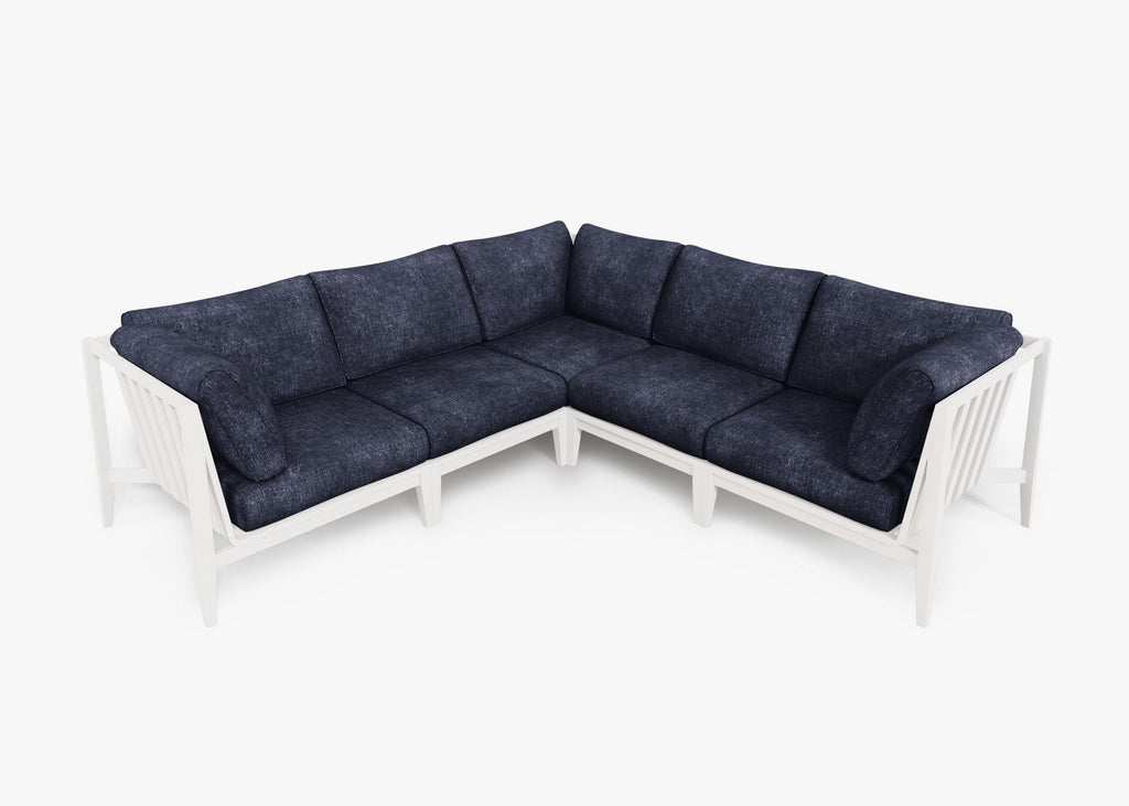 Canapé d'angle d'extérieur en aluminium blanc - 5 places