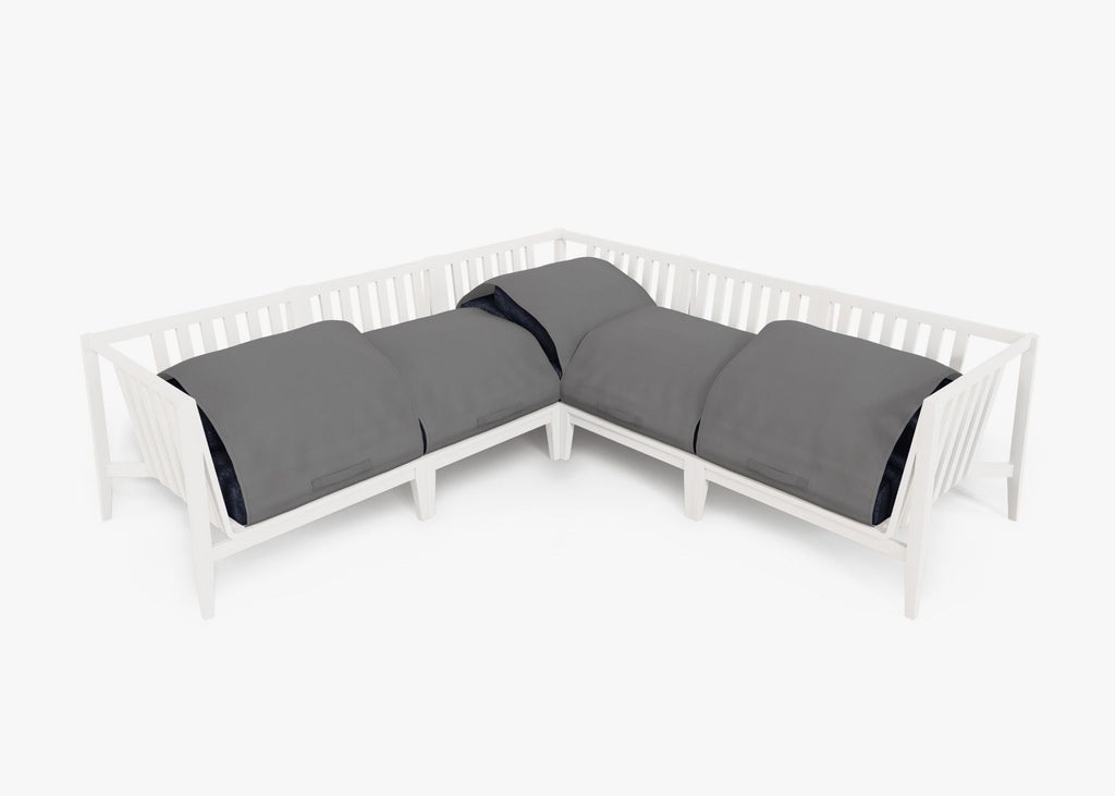 Canapé d'angle d'extérieur en aluminium blanc - 5 places