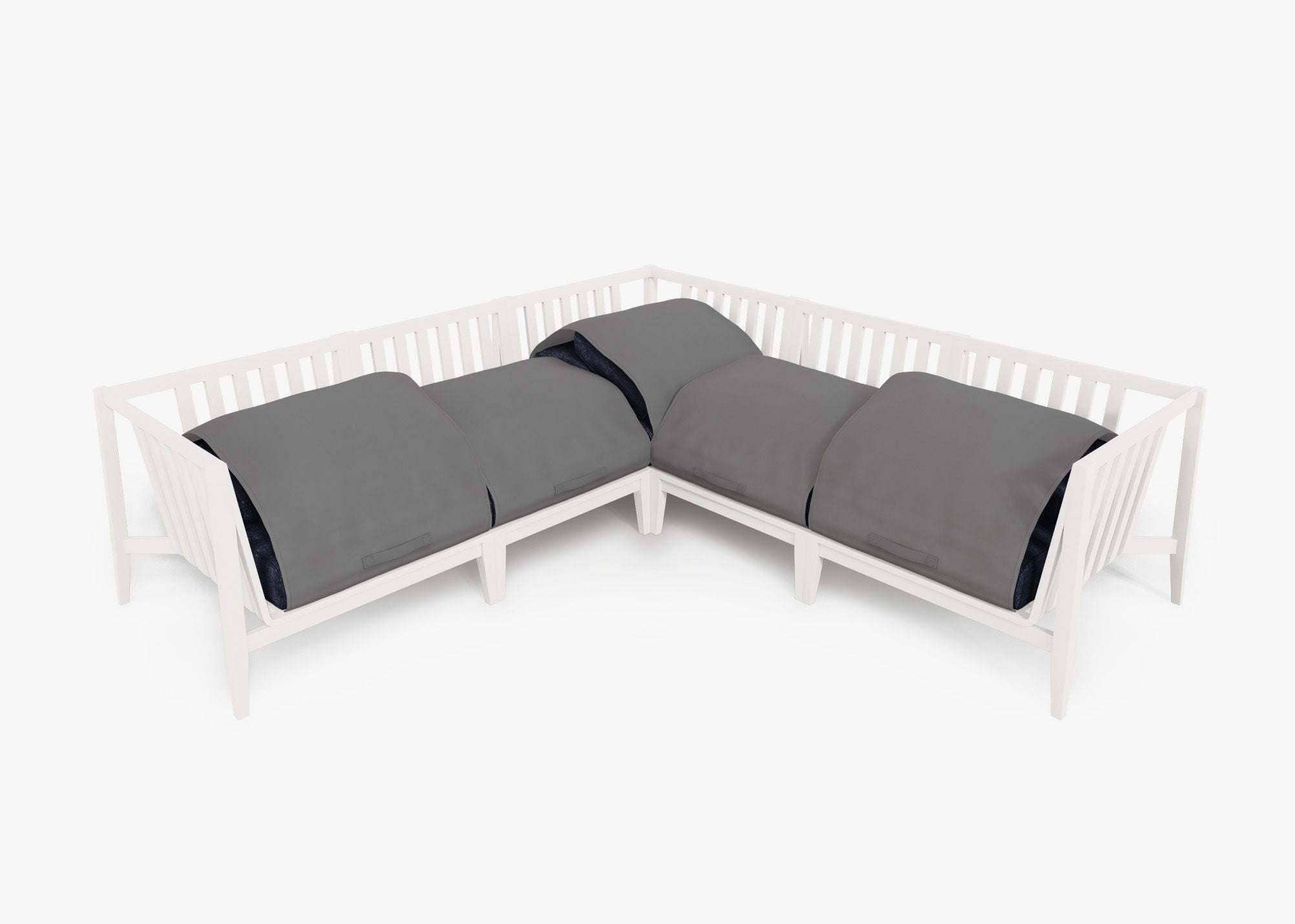 Canapé d'angle d'extérieur en aluminium blanc - 5 places