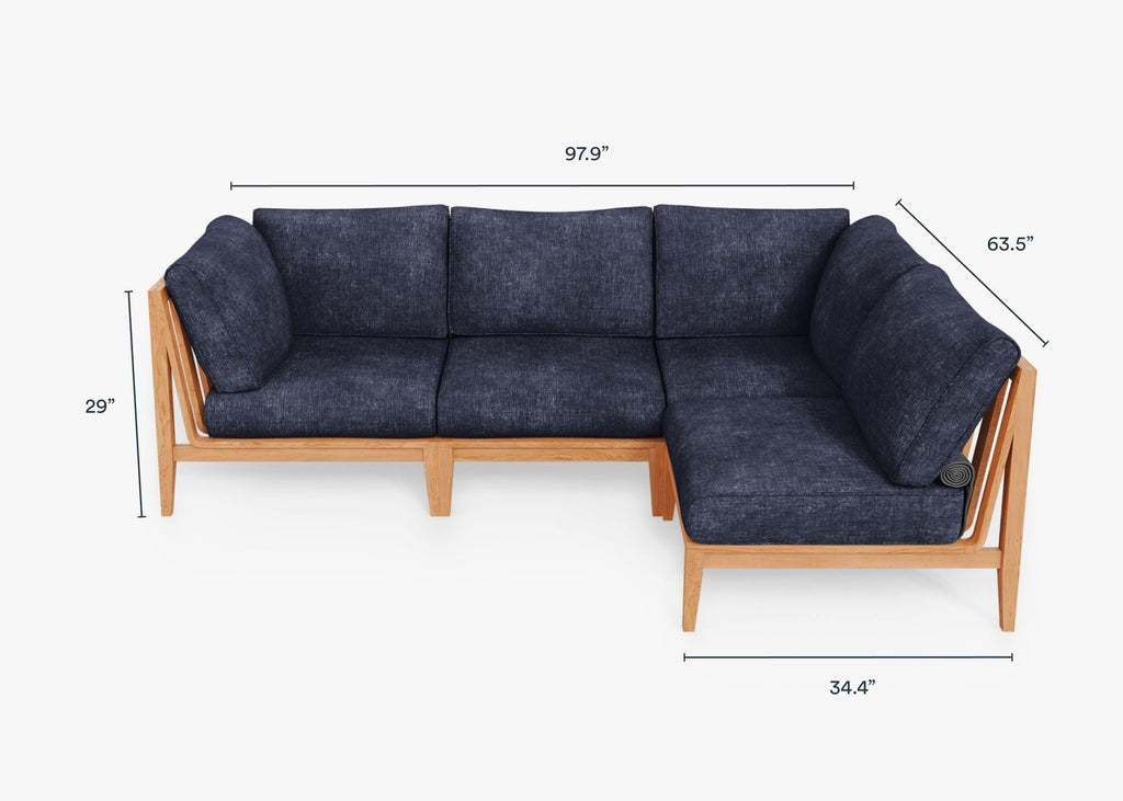 Canapé d'angle d'extérieur en teck - 4 places